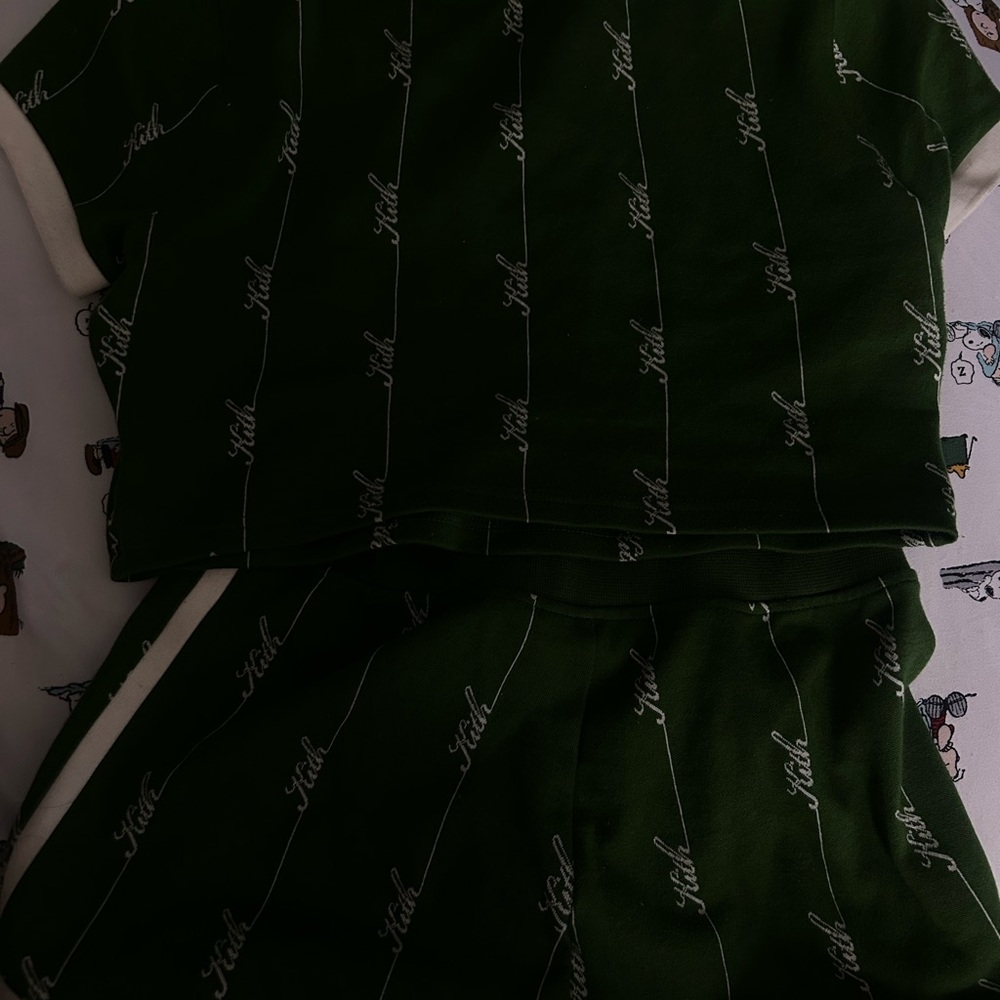 Kith Green and White Athletic Shorts Performance Design